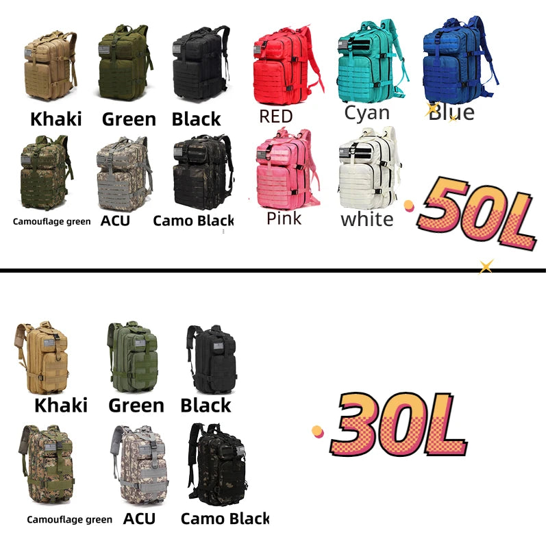 Waterproof Nylon Tactical Backpack for Hiking, Camping, Fishing & Outdoor Adventures